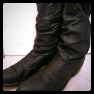 Black leather boots