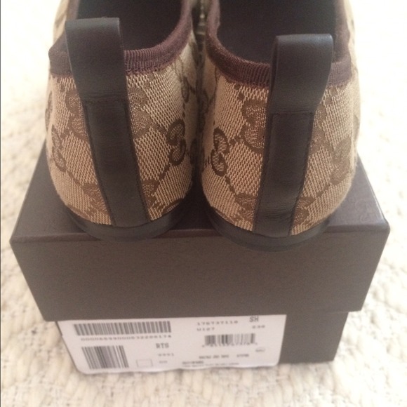 SOLD! Gucci Ali Canvas & Leather Ballet Flats GG - Picture 3 of 4