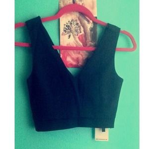 Black ASOS Crop Top with Plunge Neckline