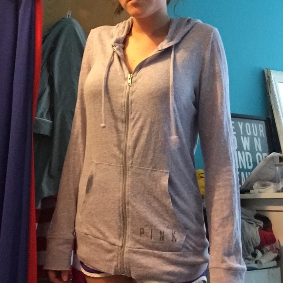 PINK. Light purple zip hoodie.