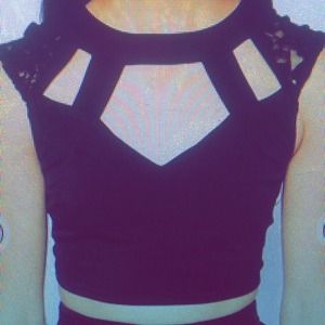 Black ASOS lace crop top