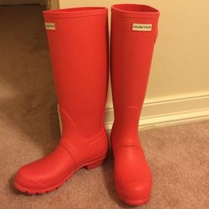 Bright Coral Hunter Rain Boots
