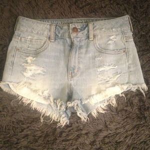 Light wash High waist shorts