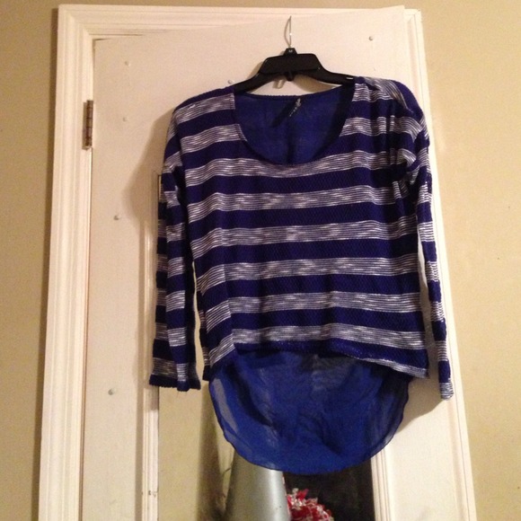 Blue and white striped top