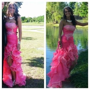 Strapless pink prom dresses the rhinestones