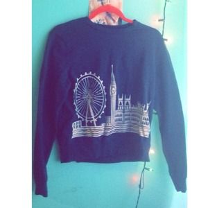 ASOS London scene cropped fit crew neck sweater