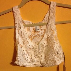 White lace crop top.