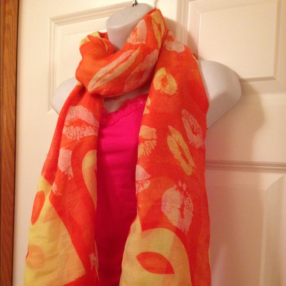 Brand new Nollia Orange scarf with yellow flowers
