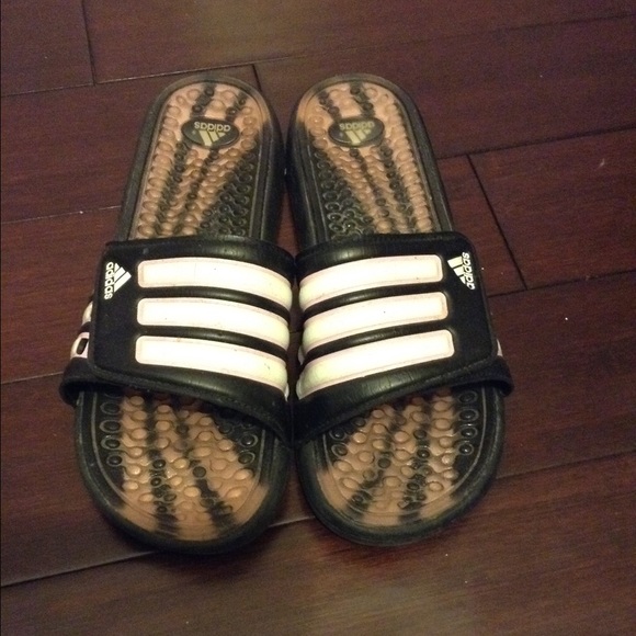 Adidas Slippers pink black and white