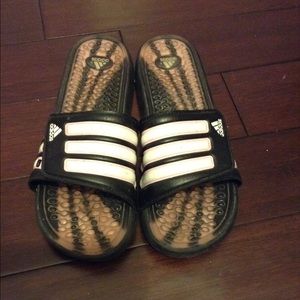 Adidas Slippers pink black and white