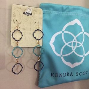 Navy Blue/turquoise earrings and Kendra Scott bag