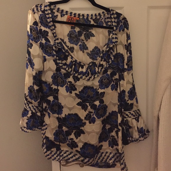 Blue and white floral Tory Burch tunic