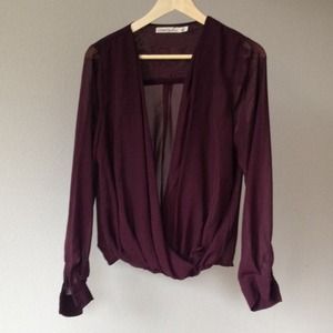 Plum Open Front Blouse