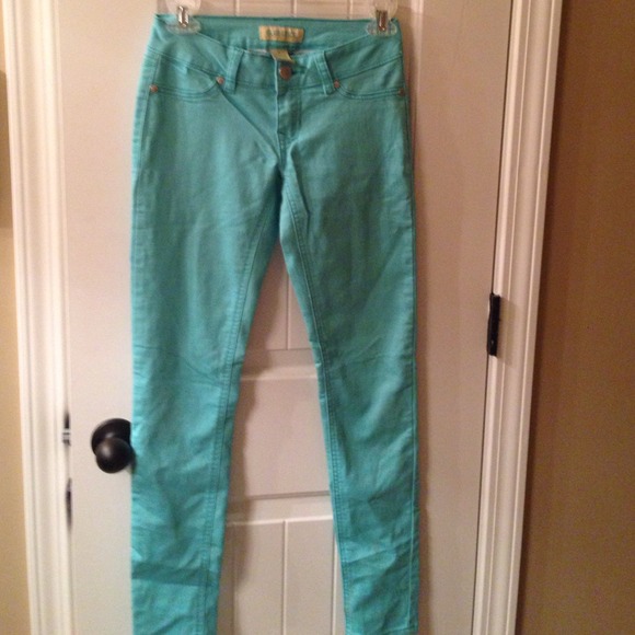 Turquoise skinny pants