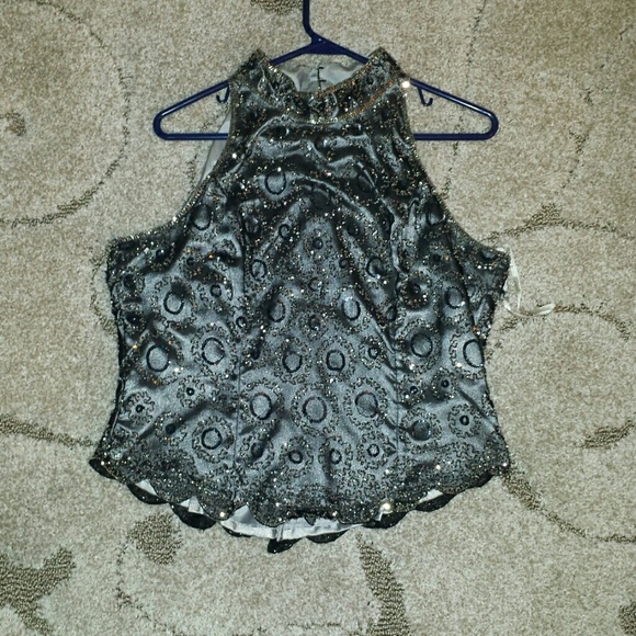 Dressy black silver top