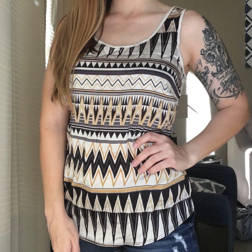 a.n.a. Black Aztec Tank Top