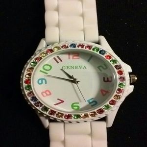 Women's Geneva colorful rhinestone quartz watch