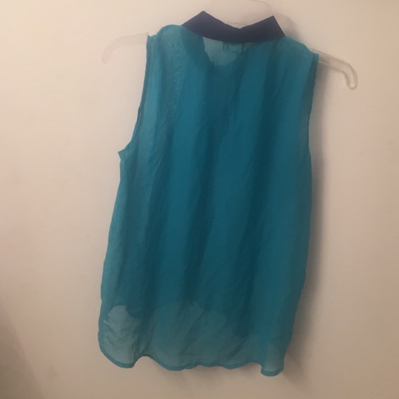 Blue sheer high low shirt - Picture 2 of 2