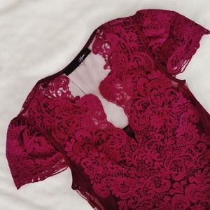 Dresses - Romantic Magenta & Navy Lace Dress Dresses - Romantic Magenta & Navy Lace Dress