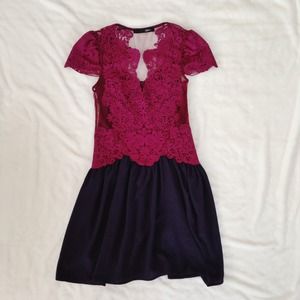 Dresses - Romantic Magenta & Navy Lace Dress Dresses - Romantic Magenta & Navy Lace Dress