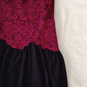 Dresses - Romantic Magenta & Navy Lace Dress Dresses - Romantic Magenta & Navy Lace Dress