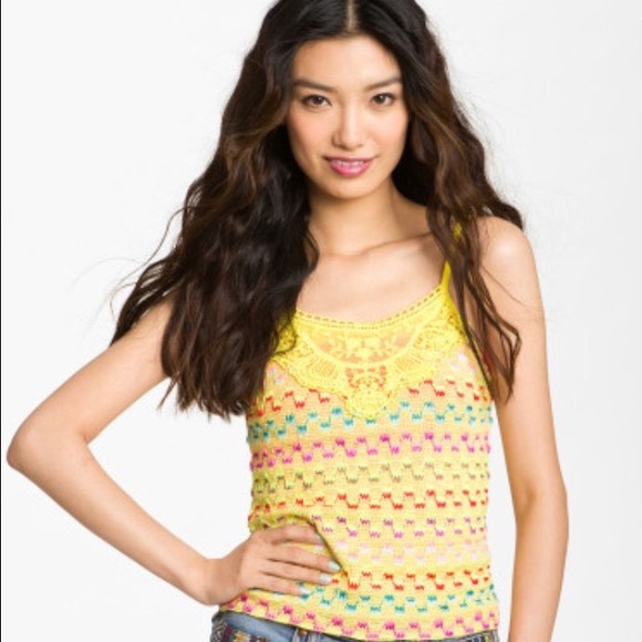 Free People Neon Yellow Crochet Top - Picture 1 of 4