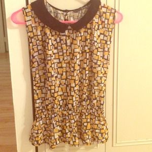Yellow and black patterned dress blouse