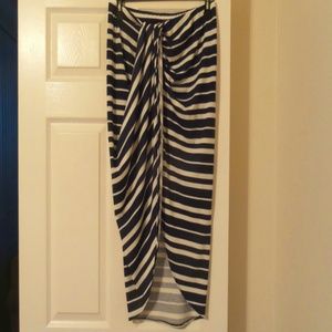Blue white striped wrap front skirt sz xl