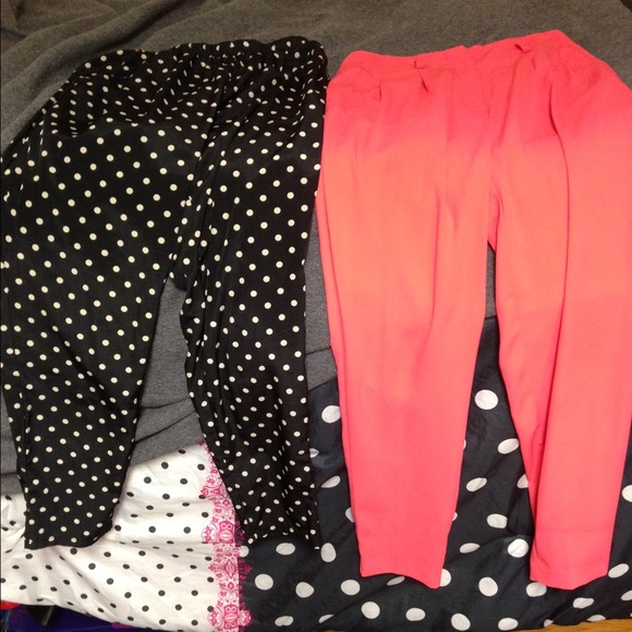 Package deal! Polka dot pant/ high rise hot pink !