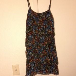 Black colorful ruffled short dress