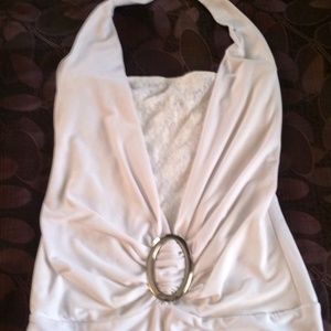 White halter type shirt