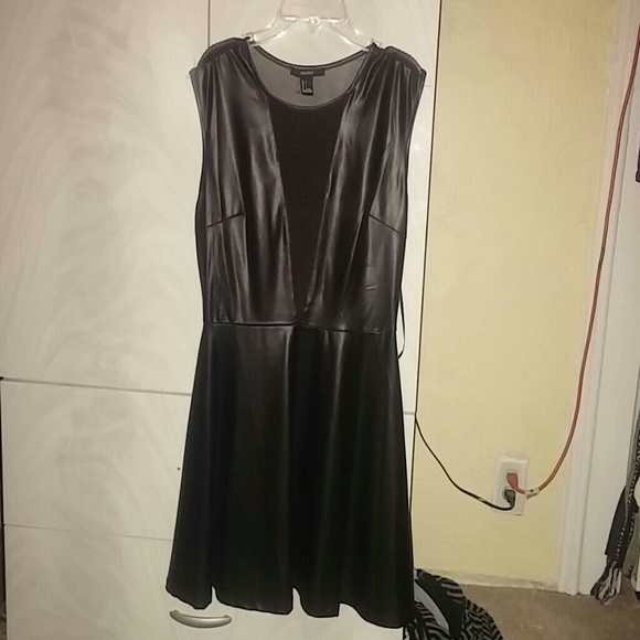 Black faux leather dress size L