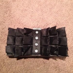 Black ruffle clutch