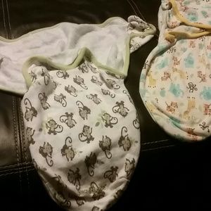 2 monkey swaddle me blankets