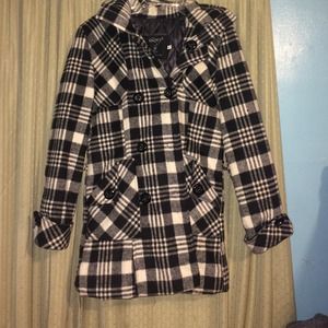 Black and white plaid coat