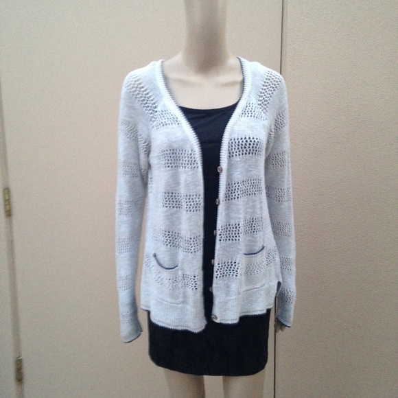 👒 Lucky Brand Carmine mix stitch cream cardigan - Picture 2 of 4