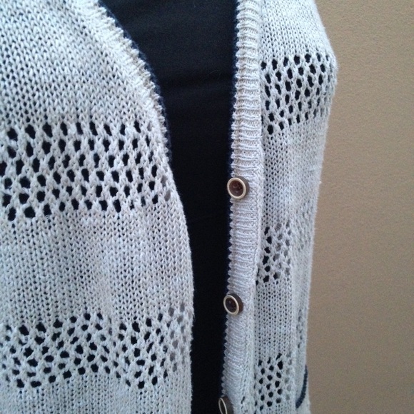👒 Lucky Brand Carmine mix stitch cream cardigan - Picture 3 of 4