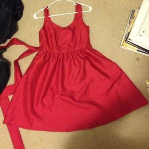 Red dress.
