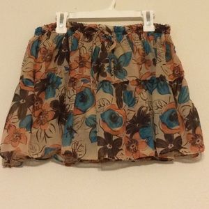 Brown floral miniskirt