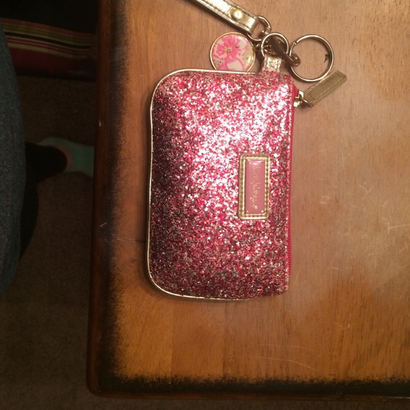 Pink glitter lilly Pulitzer wristlet!