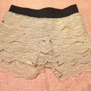 Cream crochet lace shorts
