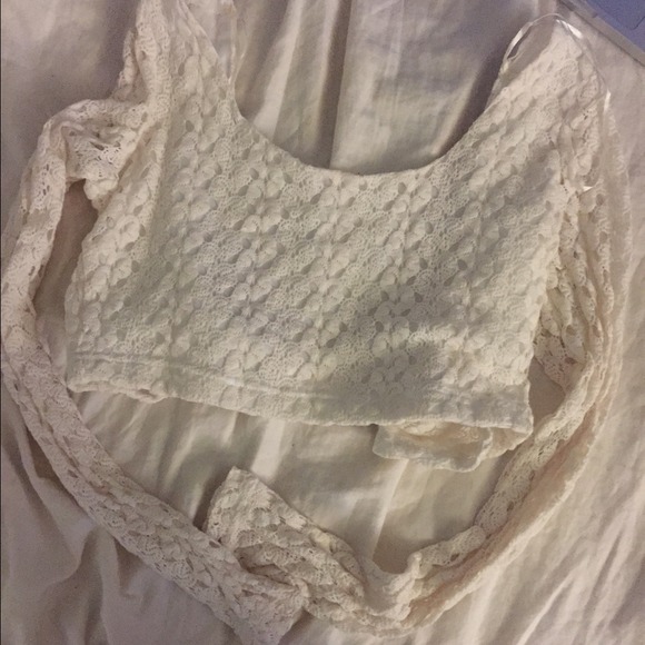 Cream crop long sleeved