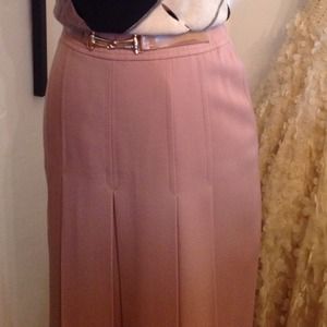 Vintage Celine Classic Camel Pleated Wool Skirt