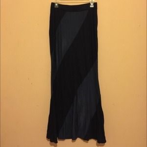 Navy blue silky maxi skirt