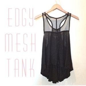 Edgy black mesh tank
