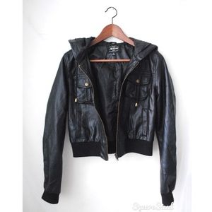 💥Black leather jacket