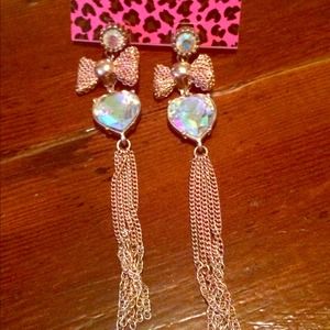 Betsey Johnson Earrings NWT Multi colored crystal