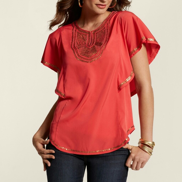 SOLD. FINAL SALE! NWT CHICOS coral blouse