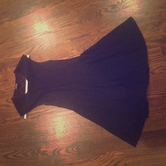 topshop black lace a line dress