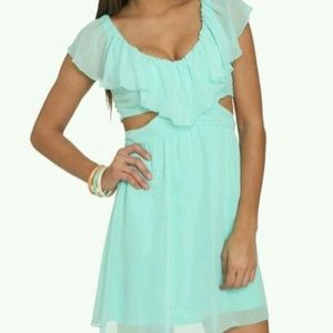 Ruffle front cut out dress